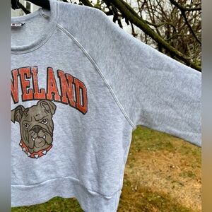 Bulldog Cleveland Browns Crop grey fleece sweatshirt M Where I’m From Team crew